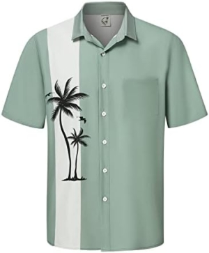 Hardaddy Men's Vintage Bowling Shirt Short Sleeve Button Down Hawaiian Summer Beach Printed Casual Shirts(Multicolor02,XXL) : Clothing, Shoes & Jewelry