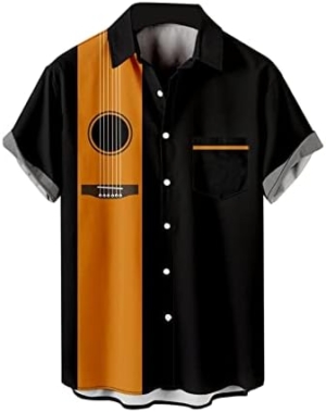 Hawaiian Shirts for Men Short Sleeve Music Printed Loose Fit Summer Beach Casual Button Down Aloha Shirts : Clothing, Shoes & Jewelry