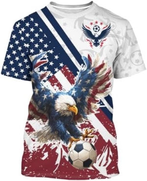 Soccer Jersey American Flag Football Training Apparel Outdoor T-Shirt Print Crewneck Short Sleeve Fashion Top for Men and Women : Clothing, Shoes & Jewelry