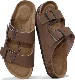 Project Cloud 100% Genuine Leather Flat Sandals For Women 2026 Cork Footbed Womens Sandals with Memory Foam and arch support Vacation Essentials Slides for Women Footwear (Venita)