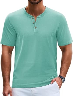 Cotrasen Men's Henley Shirts Short Sleeve 3 Button T-Shirts Casual Lightweight Basic Tee Fashion Summer Tops