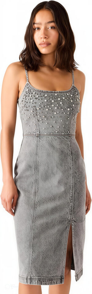 Steve Madden Apparel Women's Embellished Giselle Dress, Fog at Amazon Women’s Clothing store